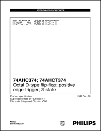 74AHCT374D datasheet: Octal D-type flip-flop; positive edge-trigger; 3-state 74AHCT374D