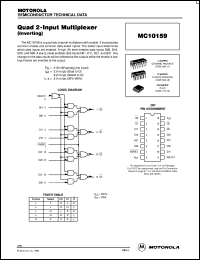 MC10159L datasheet: Quad 2-input multiplexer MC10159L