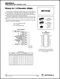MC10162FN datasheet: Binary to 1-8 decoder (high) MC10162FN