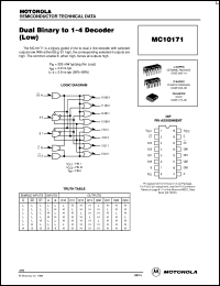 MC10171P datasheet: Dual binary to 1-4 decoder (low) MC10171P