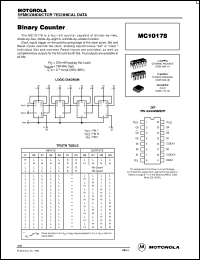 MC10178P datasheet: Binary counter MC10178P