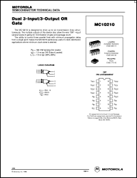 MC10210L datasheet: Dual 3-input/3-output OR gate MC10210L