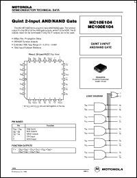 MC100E104FN datasheet: Quad 2-input AND/HAND gate MC100E104FN