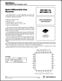 MC100E116FN datasheet: Quint differential line receiver MC100E116FN