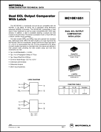 MC10E1651FN datasheet: Dual ECL output comparator with latch MC10E1651FN