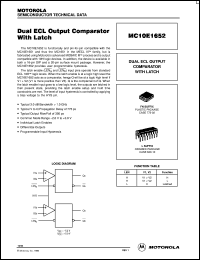 MC10E1652FN datasheet: Dual ECL output comparator with latch MC10E1652FN