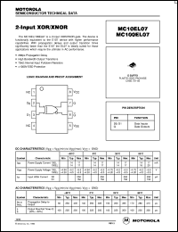 MC10EL07D datasheet: 2-input XOR/XNOR MC10EL07D