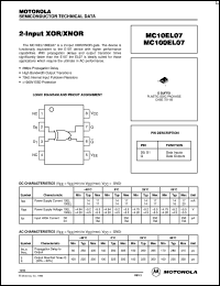 MC100EL07D datasheet: 2-input XOR/XNOR MC100EL07D