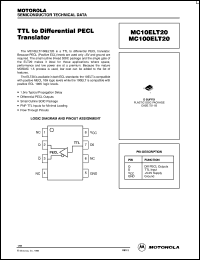 MC100ELT20D datasheet: TTL to differential PECL translator MC100ELT20D