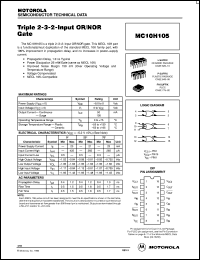 MC10H105P datasheet: Triple 2-3-2-input OR/NOR gate MC10H105P