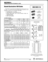 MC10H113L datasheet: Quad exclusive OR gate MC10H113L