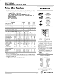 MC10H116P datasheet: Triple line receiver MC10H116P