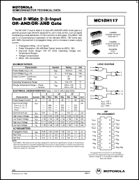 MC10H117P datasheet: Dual 2-wide 2-3-input OR-AND gate MC10H117P