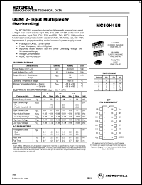 MC10H158P datasheet: Quad 2-input multiplexer MC10H158P