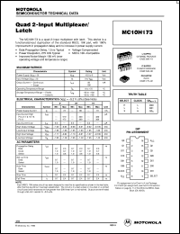 MC10H173P datasheet: Quad 2-input multiplexer/latch MC10H173P