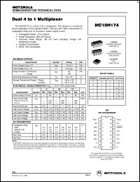 MC10H174L datasheet: Dual 4 to 1 multiplexer MC10H174L