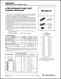 MC10H181P datasheet: 4-bit arythmetic logic unit/function generator MC10H181P