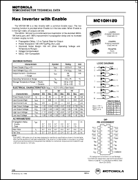 MC10H189P datasheet: Hex inverter with enable MC10H189P