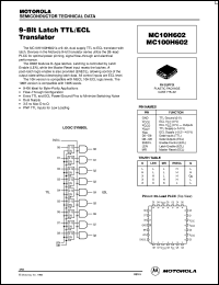 MC10H602FN datasheet: 9-bit latch TTL/ECL translator MC10H602FN