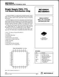 MC100H641FN datasheet: Single supply PECL/TTL 1:9 clock distribution chip MC100H641FN