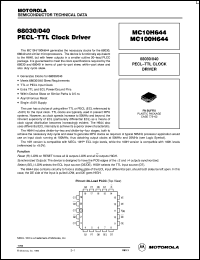 MC100H644FN datasheet: 68030/040 PECL/TTL clock driver MC100H644FN