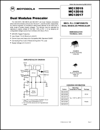 MC12015D datasheet: Dual modulus prescaler MC12015D