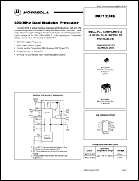 MC12018D datasheet: 520 MHz dual modulus prescaler MC12018D