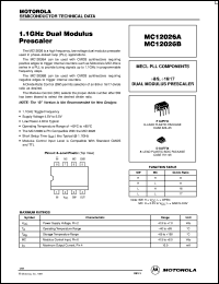 MC12026BD datasheet: 1.1 GHz dual modulus prescaler MC12026BD