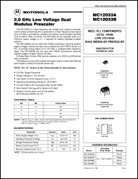 MC12033BD datasheet: 2.0 GHz low voltage dual modulus prescaler MC12033BD