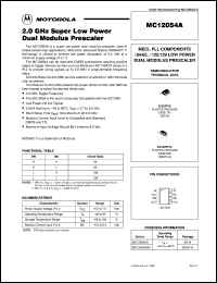 MC12054ASD datasheet: 2.0 GHz super low power dual modulus prescaler MC12054ASD