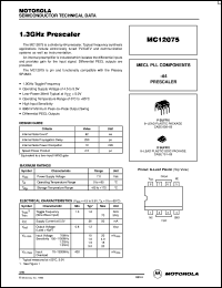 MC12075P datasheet: 1.3 GHz prescaler MC12075P