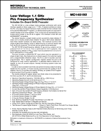 MC145192F datasheet: Low-voltage 1.1 GHz PLL frequency synthsizer MC145192F