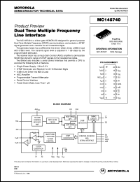 MC145740F datasheet: Dual tone multiple frequency line interface MC145740F