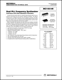 MC145149P datasheet: Dual PLL frequency synthesizer MC145149P