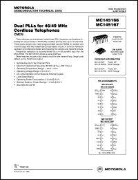 MC145167P datasheet: Dual PLLs for 46/49 MHz cordless telephone MC145167P