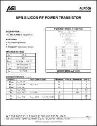 ALR060 datasheet: NPN silicon RF power transistor ALR060