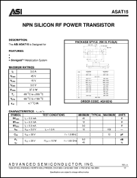ASAT15 datasheet: NPN silicon RF power transistor ASAT15