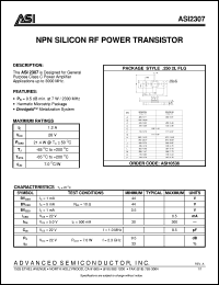 ASI2307 datasheet: NPN silicon RF power transistor ASI2307