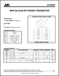 AVD002F datasheet: NPN silicon RF power transistor AVD002F