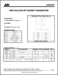 AVD075P datasheet: NPN silicon RF power transistor AVD075P