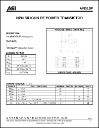 AVD0.5P datasheet: NPN silicon RF power transistor AVD0.5P