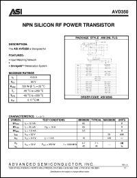 AVD350 datasheet: NPN silicon RF power transistor AVD350