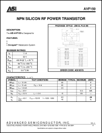 AVF150 datasheet: NPN silicon RF power transistor AVF150