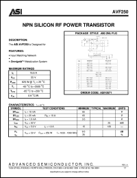 AVF250 datasheet: NPN silicon RF power transistor AVF250