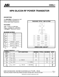 CBSL1 datasheet: NPN silicon RF power transistor CBSL1
