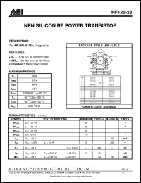 HF125-28 datasheet: NPN silicon RF power transistor HF125-28