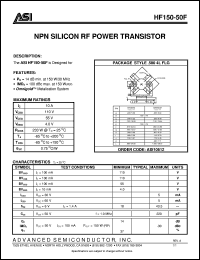 HF150-50F datasheet: NPN silicon RF power transistor HF150-50F