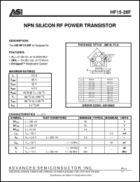 HF15-28F datasheet: NPN silicon RF power transistor HF15-28F