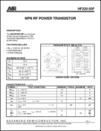 HF220-50F datasheet: NPN RF power transistor HF220-50F