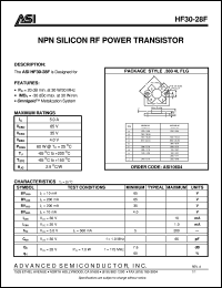HF30-28F datasheet: NPN silicon RF power transistor HF30-28F